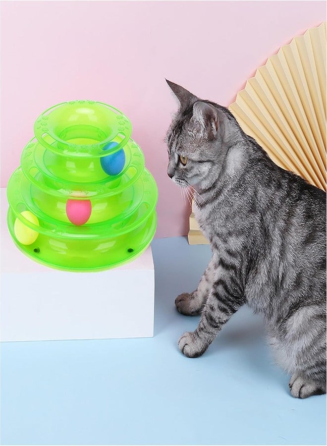 PET FUN 3 Layers Interactive Tower of Track Roller Pet Toy with Colorful Rolling Balls | Ideal for Solo or Group Play for Cats & Kittens | Turntable Puzzle Toy for Mental and Physical Exercise - Image 5